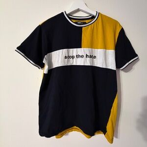 Fashion Nova Black, White, and Yellow Statement Tee in Small size